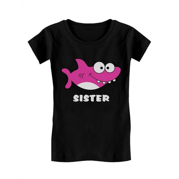 Tstars Girls Big Sister Shirt Lovely Shark Shirt for Sister Best Sister Cute B Day Gifts for Sister Graphic Tee Gift for Big Sister Funny Sis Toddler Kids Girls Fitted Child Birthday T Shirt