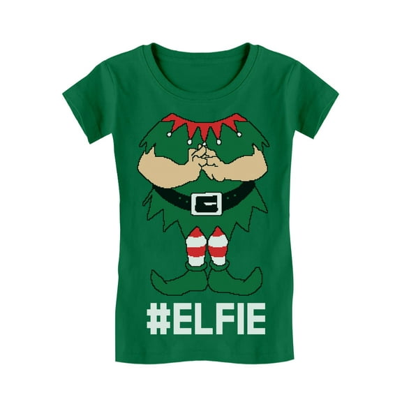Tstars Girls Christmas Shirts Gift Elf Suit Elfie Christmas Kids Funny Humor Family Holiday Shirts Xmas Party Christmas Gifts for Girl Fitted Kids T Shirt