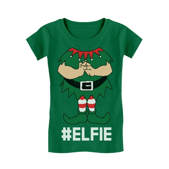 Tstars Girls Christmas Shirts Gift Elf Suit Elfie Christmas Kids Funny Humor Family Holiday Shirts Xmas Party Christmas Gifts for Girl Fitted Kids T Shirt