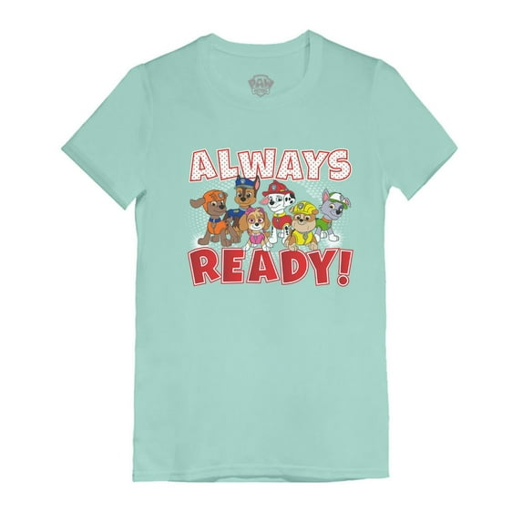 Tstars Girls Gift for Kids Paw Patrol Always Ready Toddler Kids Shirt Official Nickelodeon Birthday Gift Infant Girls Fitted T Shirt