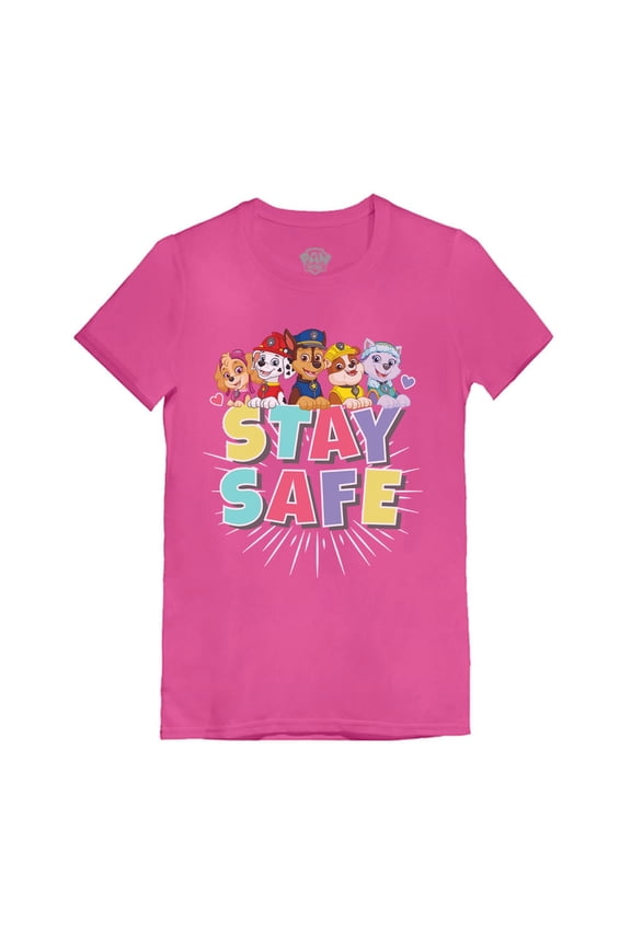 Girls Gift for Kids Paw Patrol Stay Safe Toddler Kids Shirt Official Nickelodeon Birthday Gift Infant Girls Fitted T Shirt