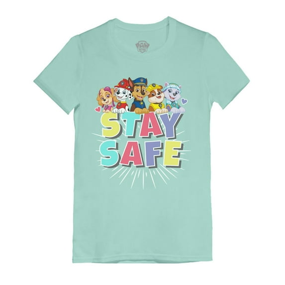 Tstars Girls Gift for Kids Paw Patrol Stay Safe Toddler Kids Shirt Official Nickelodeon Birthday Gift Infant Girls Fitted T Shirt