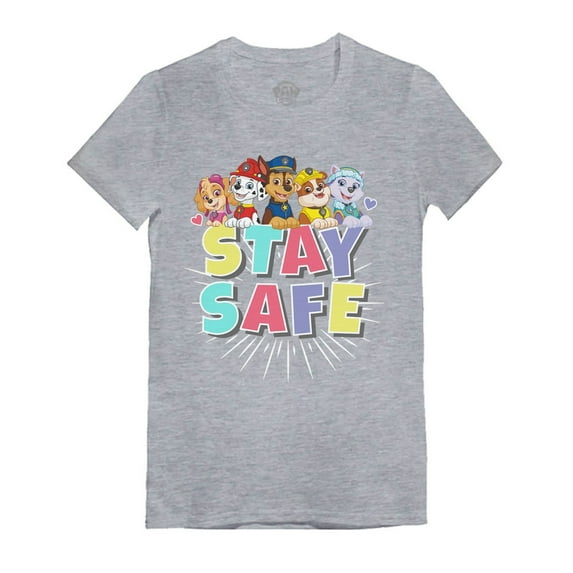 Tstars Girls Gift for Kids Paw Patrol Stay Safe Toddler Kids Shirt Official Nickelodeon Birthday Gift Infant Girls Fitted T Shirt