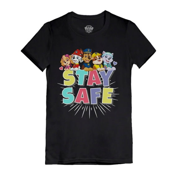 Tstars Girls Gift for Kids Paw Patrol Stay Safe Toddler Kids Shirt Official Nickelodeon Birthday Gift Infant Girls Fitted T Shirt