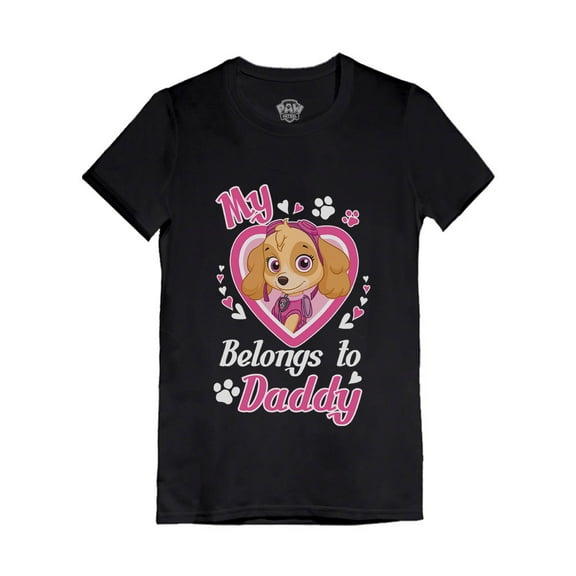 Tstars Girls Gifts for Dad Father's Day Shirts Paw Patrol Skye my Heart Belongs to Daddy Best Gift for Dad Cool Toddler Kids Girls Gifts for Dad Father's Day Shirts Fitted T Shirt