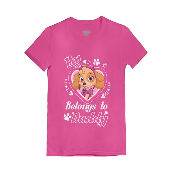 Tstars Girls Gifts for Dad Father's Day Shirts Paw Patrol Skye my Heart Belongs to Daddy Best Gift for Dad Cool Toddler Kids Girls Gifts for Dad Father's Day Shirts Fitted T Shirt