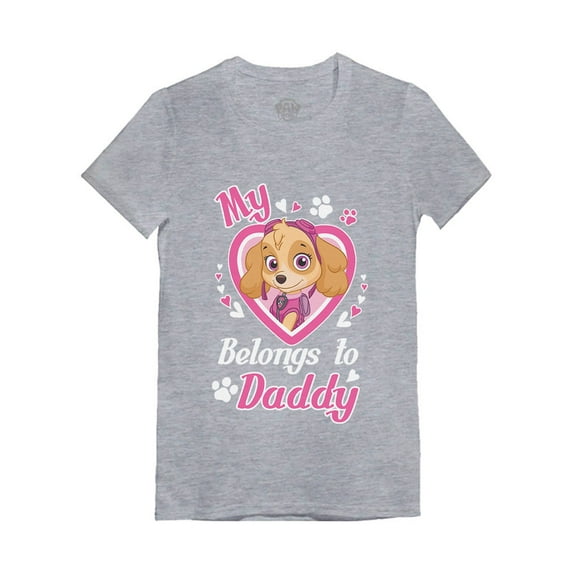 Tstars Girls Gifts for Dad Father's Day Shirts Paw Patrol Skye my Heart Belongs to Daddy Best Gift for Dad Cool Toddler Kids Girls Gifts for Dad Father's Day Shirts Fitted T Shirt