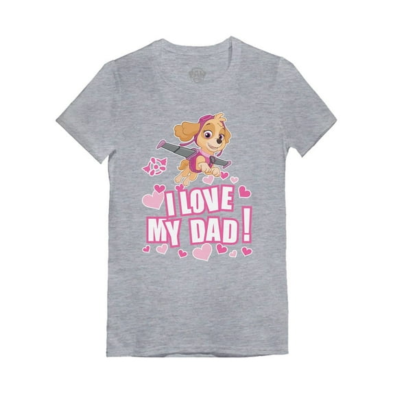 Tstars Girls Gifts for Dad Father's Day Shirts Paw Patrol Skye I Love my Dad Cool Best Gift for Dad Toddler Kids Girls Gifts for Dad Father's Day Shirts Fitted T-Shirt