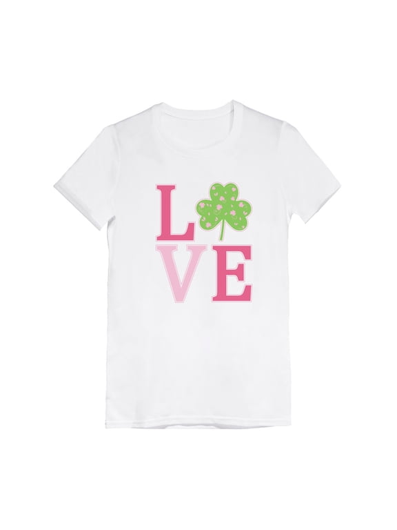 Girls Irish Clover Love St Patricks Day Gift Cute Kids St Patricks Day Shamrock Shirts Gift for Girls Irish Shirt Pride Proud Irish Toddler Kids Girls Fitted T Shirt