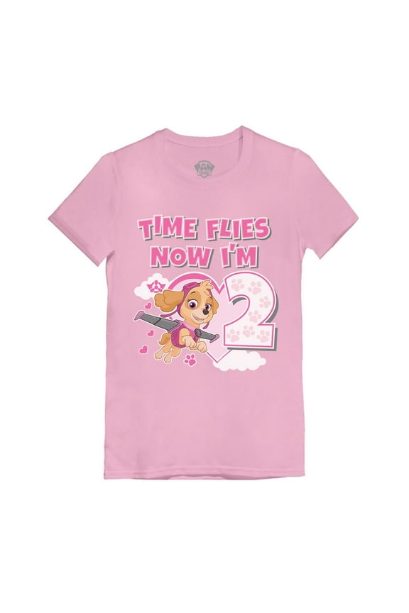 Girls Toddler 2nd Birthday Shirt Gift Birthday Gift for 2 Year Old Nickelodeon Paw Patrol Skye Birthday Shirts for Girl Birthday Party Graphic Tee B Day Infant Girls Fitted T Shirt