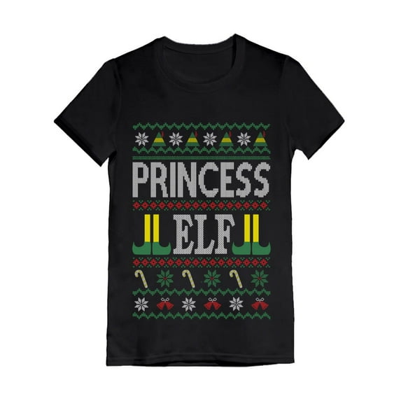 Tstars Girls Ugly Christmas Shirt - Funny Princess Elf Holiday Tee for Kids & Toddlers - Xmas Gift Idea
