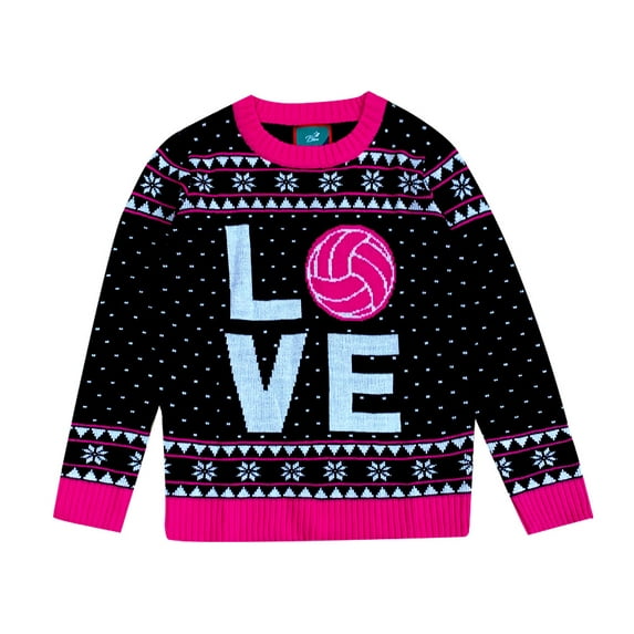 Tstars Girls Ugly Christmas Sweater Love Volleyball Fans Kids Christmas Gift Funny Humor Holiday Shirts Xmas Party Christmas Gifts for Girl Kids Gift Sweater Ugly Xmas Sweater