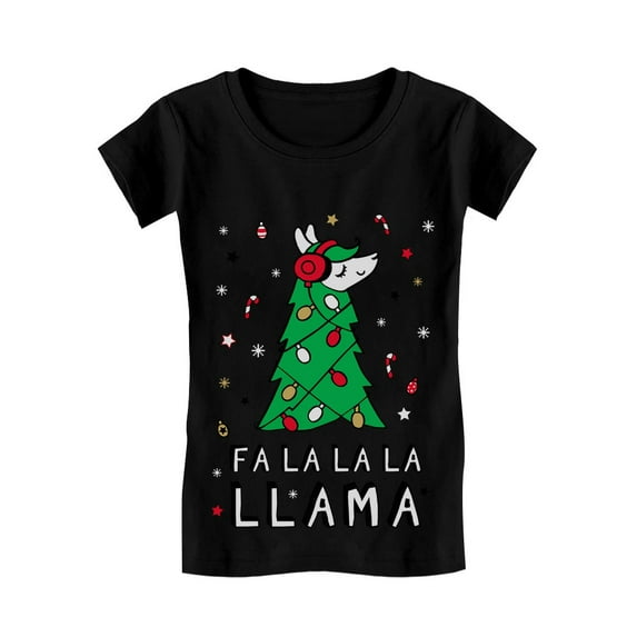 Tstars Girls Ugly Christmas Tshirt Fa La La Llama Ugly Christmas Shirt Funny Xmas Girls Fitted Kids T Shirt Ugly Xmas tshirt