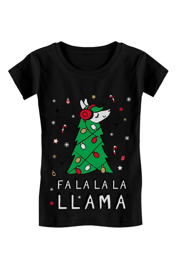Girls Ugly Christmas Tshirt Fa La La Llama Ugly Christmas Shirt Funny Xmas Girls Fitted Kids T Shirt Ugly Xmas tshirt