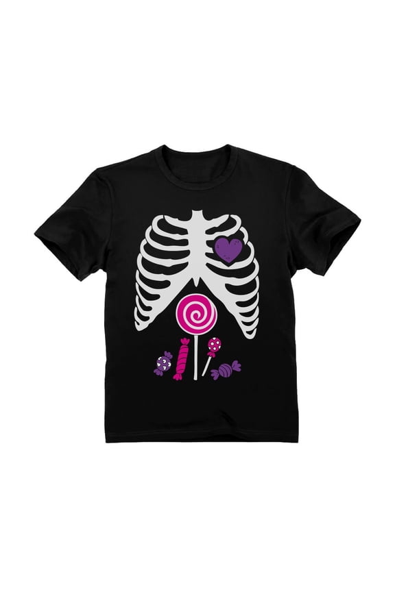 Halloween Candy Ribcage Shirt Xray Skeleton Cute Kids Tshirts 4T