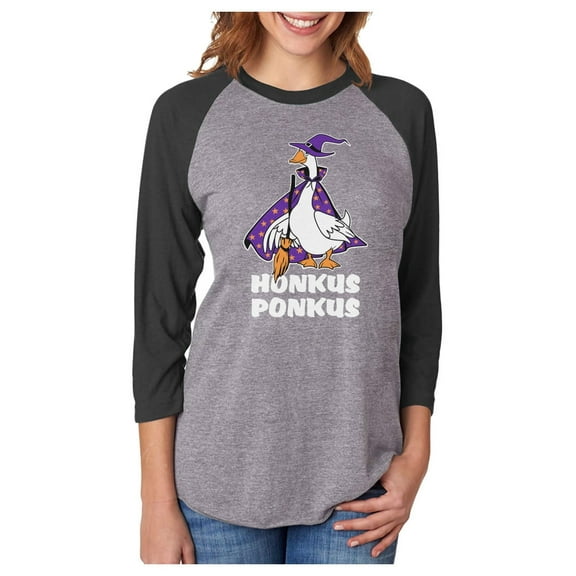 Tstars Honkus Ponkus Goose Halloween Costume 3/4 Women Sleeve Baseball Jersey Shirt Small black/gray
