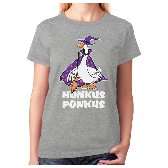 Tstars Honkus Ponkus Goose Shirt Funny Halloween Costume Witch Hat Women T-Shirt XX-Large Gray