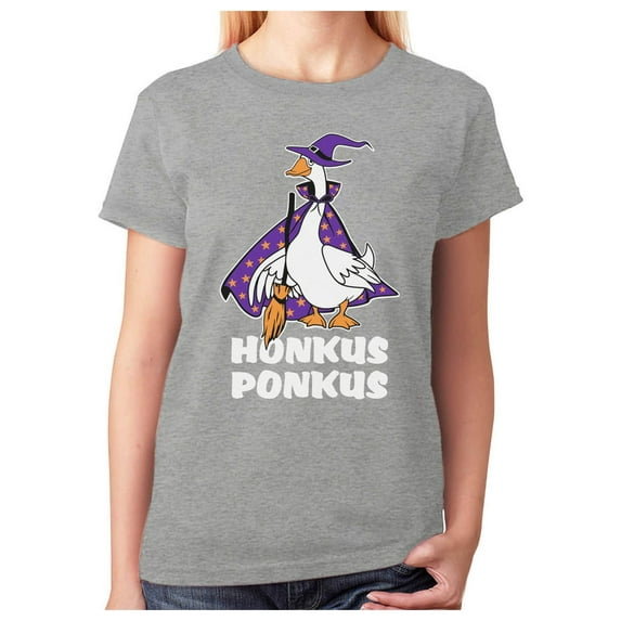 Tstars Honkus Ponkus Goose Shirt Funny Halloween Costume Witch Hat Women T-Shirt XX-Large Gray