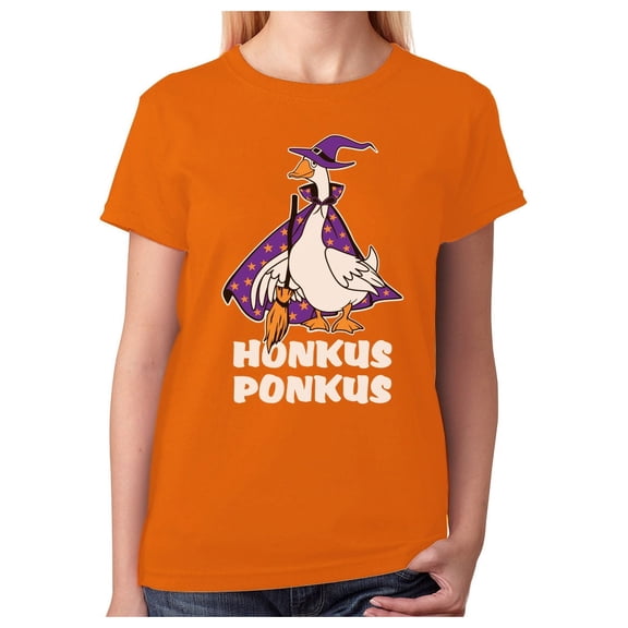 Tstars Honkus Ponkus Goose Shirt Funny Halloween Costume Witch Hat Women T-Shirt XX-Large Orange