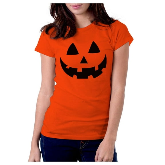 Tstars Jack O' Lantern Face Shirt Halloween Pumpkin Women's Tee Shirts Medium Orange