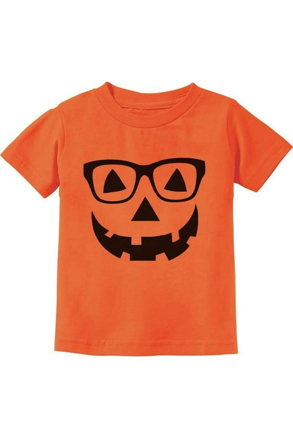 Jack O' Lantern Pumpkin Face Halloween T-Shirt for Toddlers and Kids Orange 2T