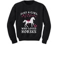thumbnail image 1 of Tstars - Just A Girl Who Loves Horses Horse Lover Gift Toddler/Kids Sweatshirt 4T Black, 1 of 3