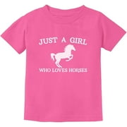 Just A Girl Who Loves Horses Kids T-Shirt - Horse Lover Tee - XS, Pink