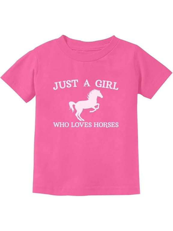 Just A Girl Who Loves Horses Kids T-Shirt - Horse Lover Tee - XS, Pink