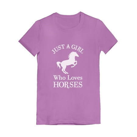 Tstars Just A Girl Who Loves Horses shirt - Equestrian Gifts - Horseback Fitted T-shirt for Girls, Kids, and Children
