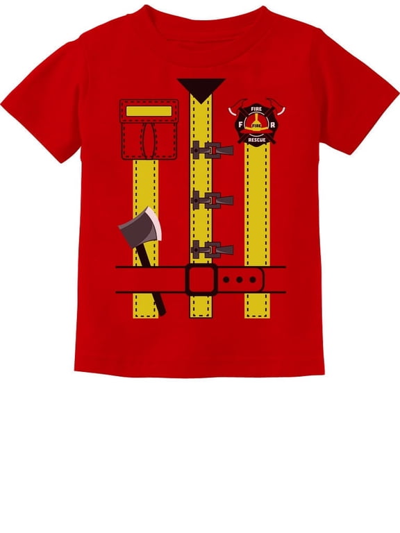 Kids Fireman Uniform Halloween Costume Graphic T-Shirt – Fun Firefighter Design for Toddlers and Kids, Soft Cotton