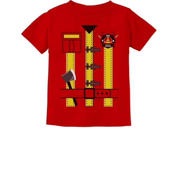 Tstars Kids Fireman Uniform Halloween Costume Graphic T-Shirt – Fun Firefighter Design for Toddlers and Kids, Soft Cotton