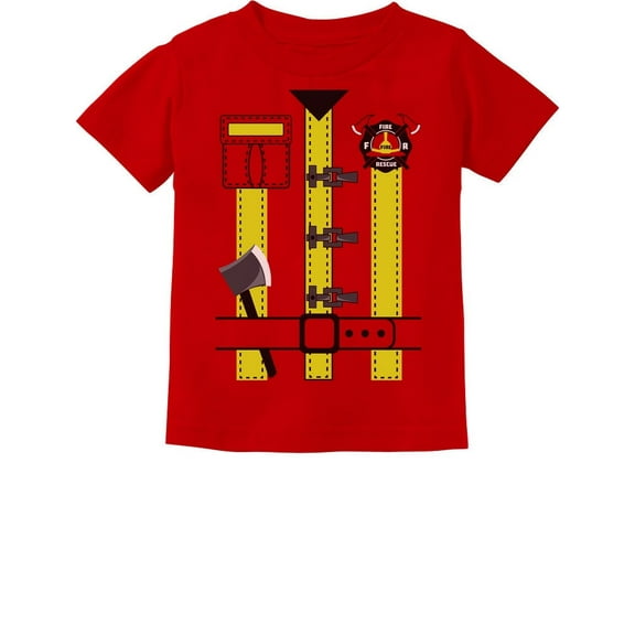 Tstars Kids Fireman Uniform Halloween Costume Graphic T-Shirt – Fun Firefighter Design for Toddlers and Kids, Soft Cotton