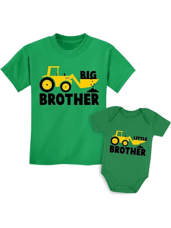 Kids' Tractor Big Brother & Little Brother Matching Set - Toddler T-Shirt & Baby Bodysuit