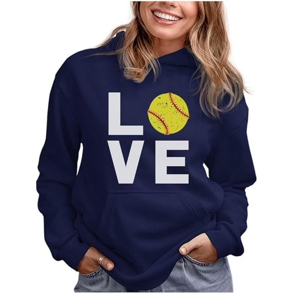 Tstars Love Softball Women's Hoodie - Ideal Birthday Gift for Softball Fans and Players - Comfortable Sportswear - Show Your Softball Passion - Perfect Apparel for Softball Moms