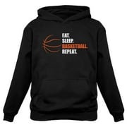 Tstars Men's Basketball Fan Hoodie - Birthday and Christmas Fanatic Apparel - Eat, Sleep, Basketball Repeat Graphic Top - Perfect for NBA and College Sports Fans - Gift for Basketball Enthusiasts