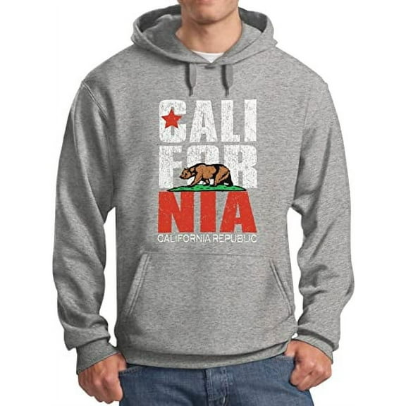 Tstars Men's - California Republic Hoodie XX-Large Grey