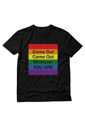 Men's 'Come Out Wherever You Are' Rainbow Heart Tee | Supportive LGBT Pride Shirt | Gay Rights Parade Apparel | Varied Sizes & Colors