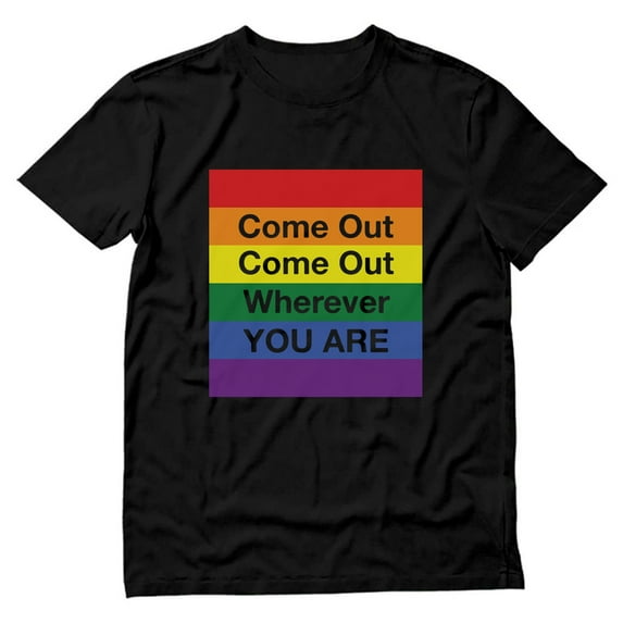 Tstars Men's 'Come Out Wherever You Are' Rainbow Heart Tee | Supportive LGBT Pride Shirt | Gay Rights Parade Apparel | Varied Sizes & Colors