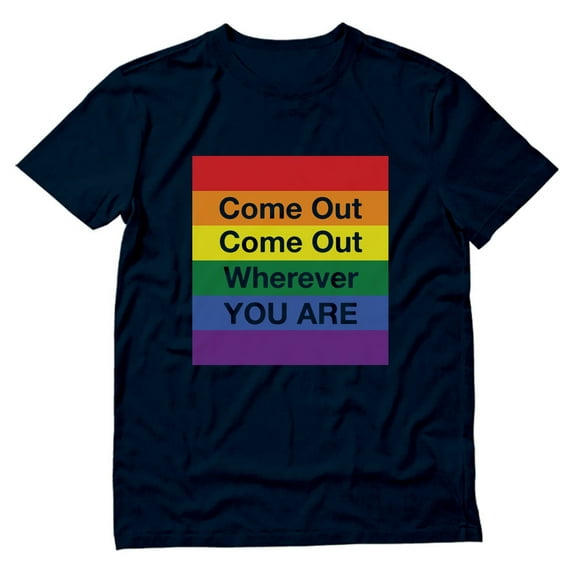 Tstars Men's 'Come Out Wherever You Are' Rainbow Heart Tee | Supportive LGBT Pride Shirt | Gay Rights Parade Apparel | Varied Sizes & Colors