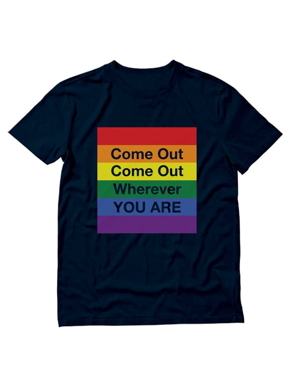 Men's 'Come Out Wherever You Are' Rainbow Heart Tee | Supportive LGBT Pride Shirt | Gay Rights Parade Apparel | Varied Sizes & Colors