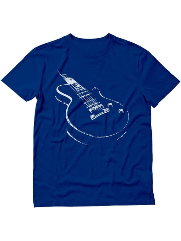 Men's Guitar T-Shirt - Unique Musician Gift - Ideal for Father's Day & Birthdays - XL, Blue