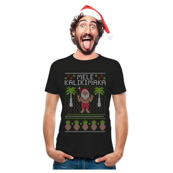 Tstars Men's Mele Kalikimaka Hawaiian Santa Ugly Christmas T-Shirt