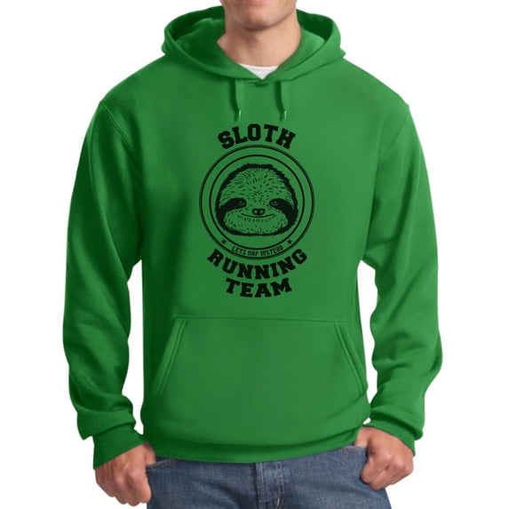 Tstars Men's - Sloth Running Team Hoodie Small Green