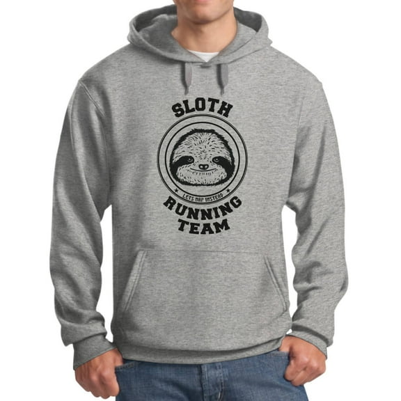 Tstars Men's - Sloth Running Team Hoodie Small Grey