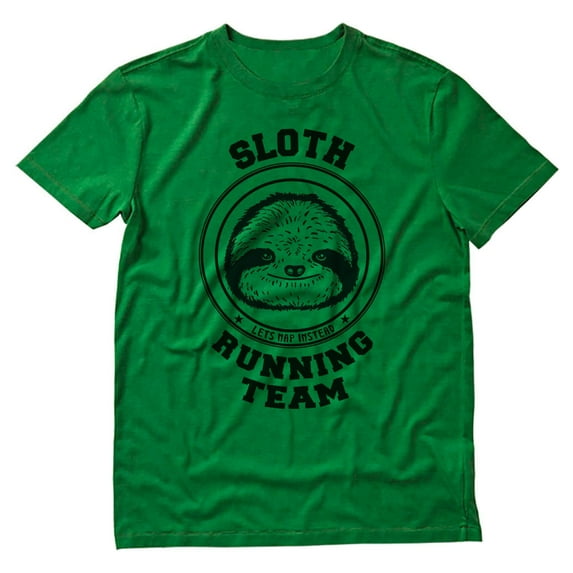 Tstars Men's - Sloth Running Team T-Shirt Small Green