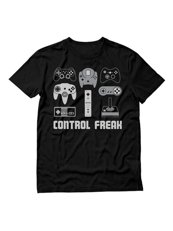 Men's Video Game Enthusiast T-Shirt - Cool Humorous Gaming Gear - Ideal Gift for Gamers, Nerds, and Geeks - Best Dad, Husband, Son Birthday Present - Fun 'Control Freak' Gamer Graphic Tee