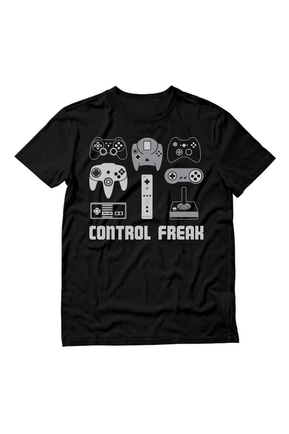 Men's Video Game Enthusiast T-Shirt - Cool Humorous Gaming Gear - Ideal Gift for Gamers, Nerds, and Geeks - Best Dad, Husband, Son Birthday Present - Fun 'Control Freak' Gamer Graphic Tee