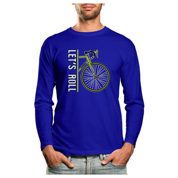 Tstars Mens Bicycle Shirt Cyclist Gift for Men Let's Roll Cycling Bike Bicycle Lovers Gift Funny Humor Cycling Tee Cycle Biking Road Mountain Riders Long Sleeve T Shirt