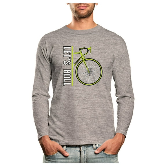 Tstars Mens Bicycle Shirt Cyclist Gift for Men Let's Roll Cycling Bike Bicycle Lovers Gift Funny Humor Cycling Tee Cycle Biking Road Mountain Riders Long Sleeve T Shirt