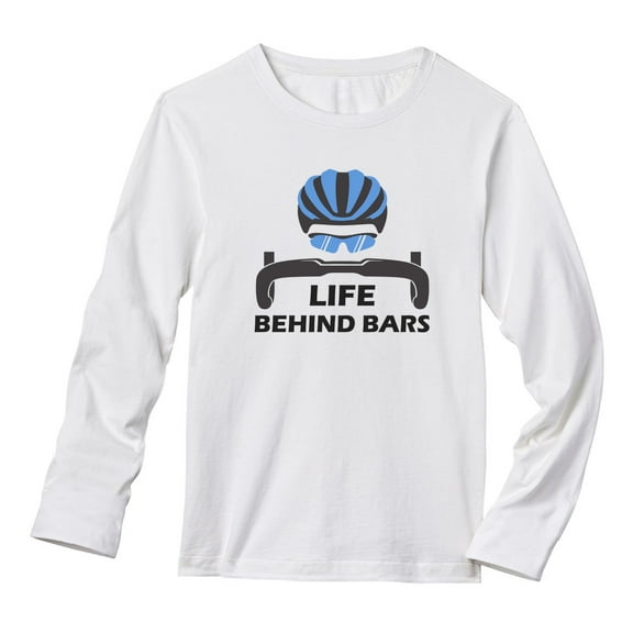 Tstars Mens Bicycle Shirt Cyclist Gift for Men Life Behind Bars Shirt Gift for Bicycle Riders Funny Humor Bike Cycling Tee Cycle Biking Road Mountain Riders Long Sleeve T Shirt
